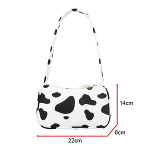 Animal Pattern Print Canvas Shoulder Underarm Bag Vintage Ladies Small Purse Han