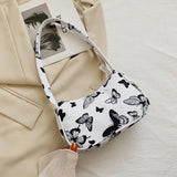 Animal Pattern Print Canvas Shoulder Underarm Bag Vintage Ladies Small Purse Han