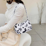 Animal Pattern Print Canvas Shoulder Underarm Bag Vintage Ladies Small Purse Han