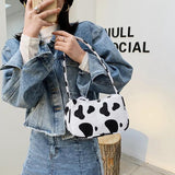 Animal Pattern Print Canvas Shoulder Underarm Bag Vintage Ladies Small Purse Han