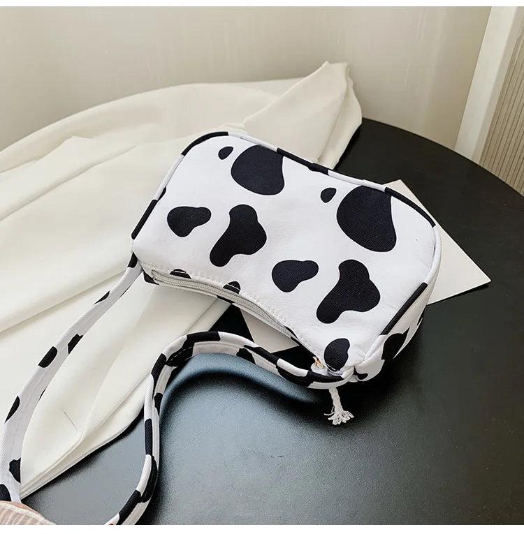 Animal Pattern Print Canvas Shoulder Underarm Bag Vintage Ladies Small Purse Han