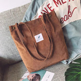 Retro Corduroy Shoulder Bags Solid Shopping Tote Female Handbags Large Shopper