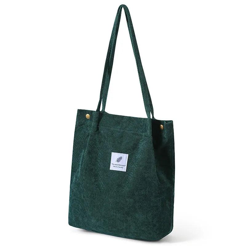 Retro Corduroy Shoulder Bags Solid Shopping Tote Female Handbags Large Shopper