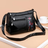 Women PU Leather Shoulder Crossbody Bag Flower Print Messenger Handbag
