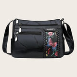 Women PU Leather Shoulder Crossbody Bag Flower Print Messenger Handbag