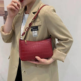 Vintage PU Leather Stone Pattern Shoulder Underarm Bags For Women