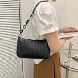 Vintage PU Leather Stone Pattern Shoulder Underarm Bags For Women