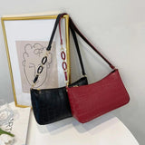 Vintage PU Leather Stone Pattern Shoulder Underarm Bags For Women