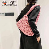 Vintage Women Leopard Plush Print Shoulder Bag