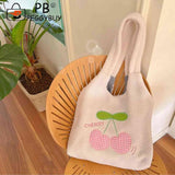 Plush Ladies Tote Bags Cherry Cartoon Autumn Winter Female Underarm Bag