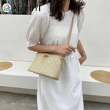 Vintage Women Summer PU Woven Messenger Bag Casual Ladies Small Purse Handbags