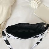 Cow Milk Print Nylon Shoulder Bag Top-handle Tote