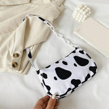 Cow Milk Print Nylon Shoulder Bag Top-handle Tote