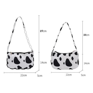 Cow Milk Print Shoulder Bag Women's Shopper Tote Purse