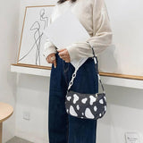 Cow Milk Print Shoulder Bag Women's Shopper Tote Purse