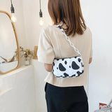 Cow Milk Print Shoulder Bag Women's Shopper Tote Purse