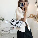 Cow Milk Print Shoulder Bag Women's Shopper Tote Purse