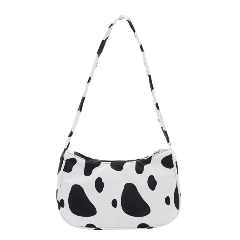 Cow Milk Print Shoulder Bag Women's Shopper Tote Purse