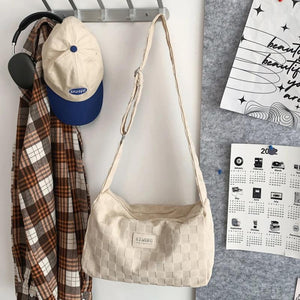 Plaid Crossbody Hand Bag Zipper Travel Purse for Ladies