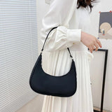Women's Solid Half Moon Shoulder Bag Small Clutch Tote Purse