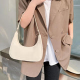 Women's Solid Half Moon Shoulder Bag Small Clutch Tote Purse