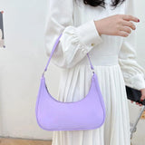 Women's Solid Half Moon Shoulder Bag Small Clutch Tote Purse