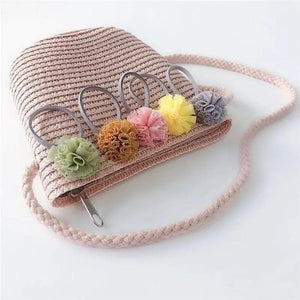 Sweet Straw Woven Floral Patchwork Messenger Bag