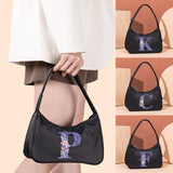 Women Shoulder Bag Retro Handbags Casual Clutches Purple Flower Letter Printed