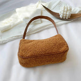 Woolen Handbag Totes Women Solid Underarm Shoulder Bags