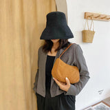 Woolen Handbag Totes Women Solid Underarm Shoulder Bags