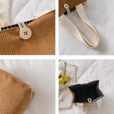 Corduroy Small Tote Shoulder Bag Lady Handbag Purse Wallet