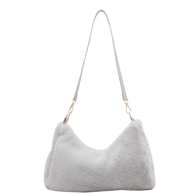 Women's Plush Shoulder Bag Large Capacity Underarm Tote Crossbody Bag