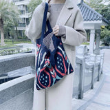 Ethnic Boho Crochet Shoulder Bag Large Capacity Tote