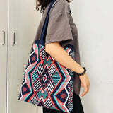 Ethnic Boho Crochet Shoulder Bag Large Capacity Tote