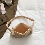 Quilted Cotton-Padded Underarm Bag Women Casual Handbag Autumn Winter Shoulder B