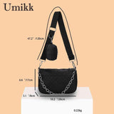 Rhombic Lattice Commute Bag Embroidered Chain Female Square Bag