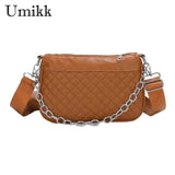 Rhombic Lattice Commute Bag Embroidered Chain Female Square Bag
