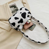 Animal Print Canvas Shoulder Underarm Bag Vintage Ladies Small Purse