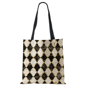 Geometry Shoulder Bag Harajuku Shopper Handbag Cotton Travel Tote
