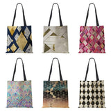 Geometry Shoulder Bag Harajuku Shopper Handbag Cotton Travel Tote
