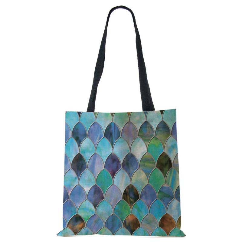 Geometry Shoulder Bag Harajuku Shopper Handbag Cotton Travel Tote