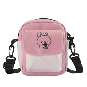 Canvas Womens Phone Bag Shoulder Messenger Hit Flap Purse Casual Handbag