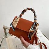 Textured Silk Scarf Shoulder Bag Women Messenger Bag Handbags