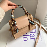 Textured Silk Scarf Shoulder Bag Women Messenger Bag Handbags