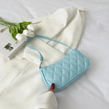 Women Geometric PU Leather Shoulder Handbag Checker Pattern