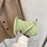 Women Geometric PU Leather Shoulder Handbag Checker Pattern