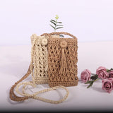 Woven Straw Shoulder Bag Mini Crossbody Vintage Handbag
