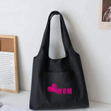 Mom Pattern Shoulder Canvas Vest Bag for Women High Capacity Reusable Tote Bag