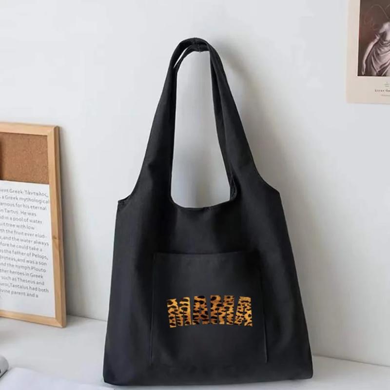 Mom Pattern Shoulder Canvas Vest Bag for Women High Capacity Reusable Tote Bag