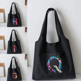 Canvas Tote Bag Ladies Travel Foldable Storage Bag Paint Printed